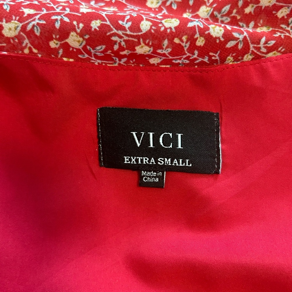 Vici Red Floral Tie-Front Long Sleeve Dress - Picture 13 of 13